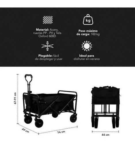 Carrito Para Compras Plegable Negro Xl / HDA Store