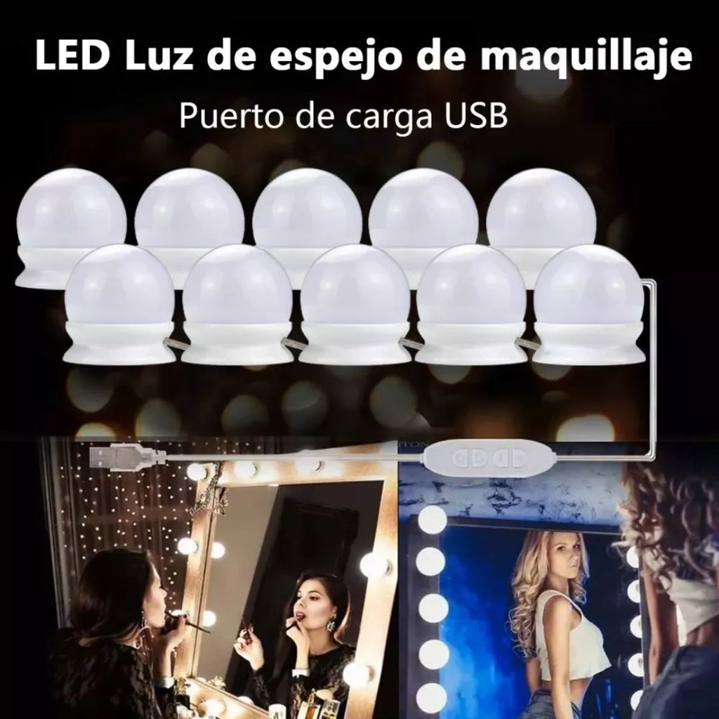 💡 10 Luces LED Regulables para Espejo Hollywood (10 Bombillas) / HDA Store