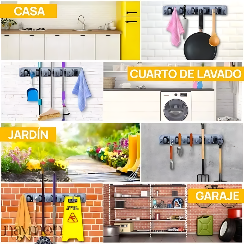 Soporte de Escobas y Mopa de Plástico Reforzado / HDA Store