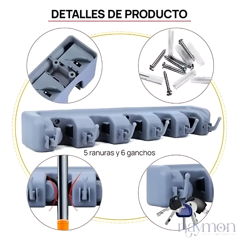 Soporte de Escobas y Mopa de Plástico Reforzado / HDA Store